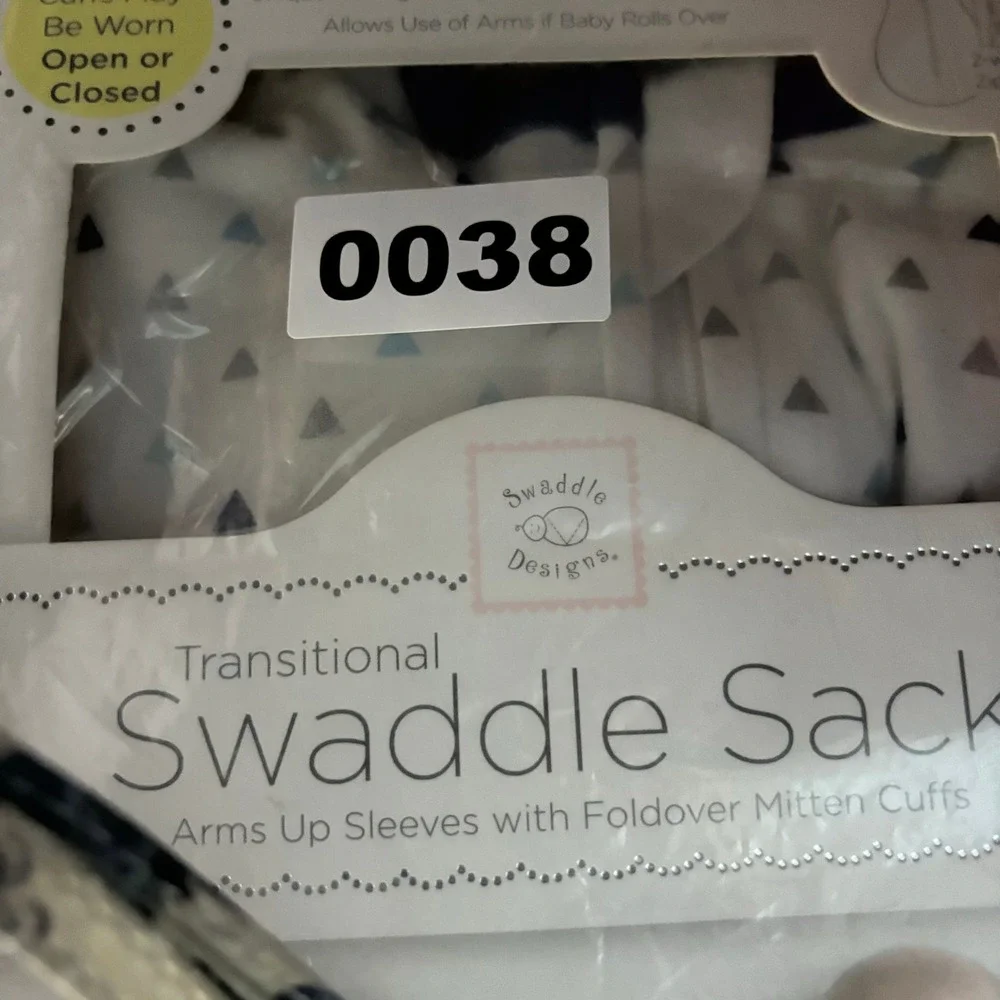 SwaddleDesigns Transitional Swaddle Sack Baby Small White Blue New Mitten Cuffs
